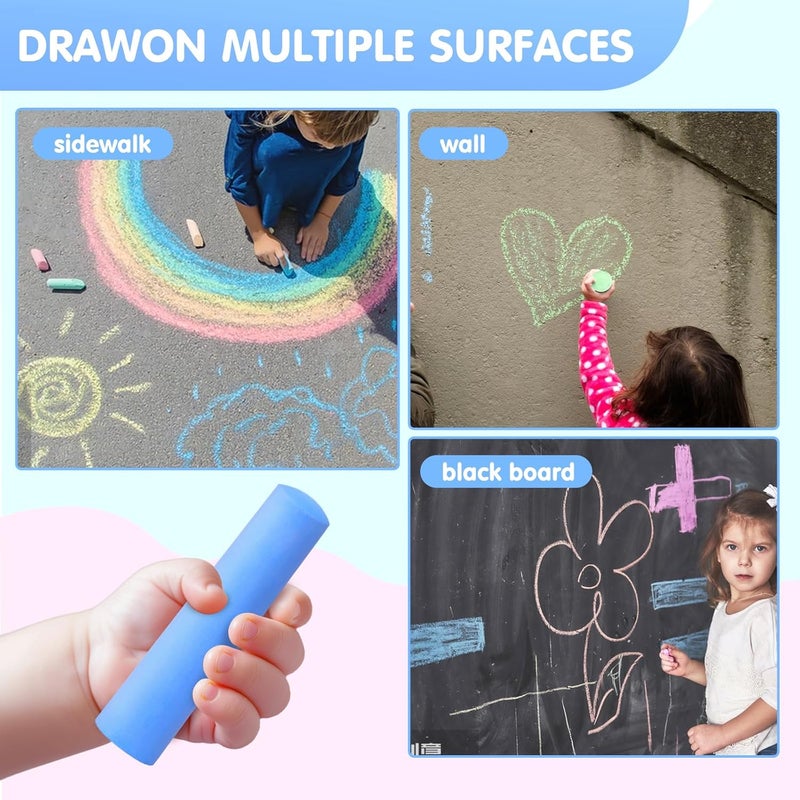 FELIZROCA 50 Pack Washable Sidewalk Chalks for Kids Non-Toxic Jumbo Chalk for Outdoor Art Play, Colored Chalk for Painting on Chalkboard, Blackboard and Playground(Blue) - Image 5